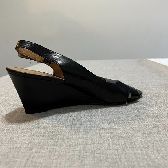Nine West Size 9M Black Wedge Sandal - Picture 4 of 6